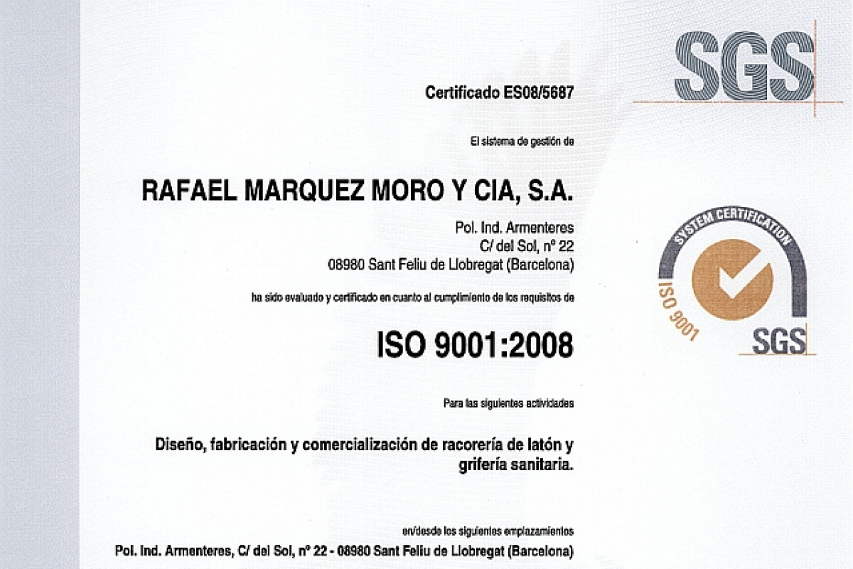 Renovación certificado ISO 9001 de rmmcia hasta 2017